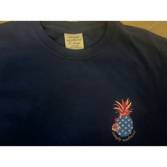 Simply Southern Patriotic Women’s Blue T Shirt Size Extra Large Pineapple Navy - Picture 4 of 6